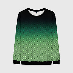 Свитшот мужской Чёрно-зелёный градиент с узором, цвет: 3D-черный