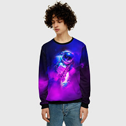 Свитшот мужской Космонавт среди облаков, цвет: 3D-черный — фото 2