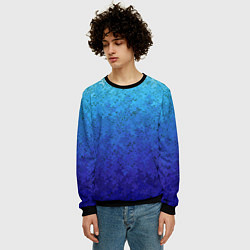 Свитшот мужской Сине-голубой градиент текстура, цвет: 3D-черный — фото 2