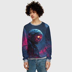 Свитшот мужской Скелет космонавта под луной, цвет: 3D-меланж — фото 2