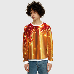 Свитшот мужской Красно-золотая волнистая текстура, цвет: 3D-белый — фото 2