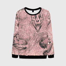 Свитшот мужской Черепа динозавров - эскиз, цвет: 3D-черный