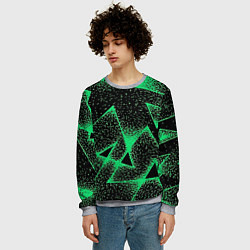 Свитшот мужской A light green triangle with dots, цвет: 3D-меланж — фото 2