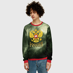 Свитшот мужской Россия - герб на зеленом фоне, цвет: 3D-красный — фото 2