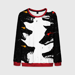Свитшот мужской Волки со светящимися глазами, цвет: 3D-красный