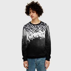 Свитшот мужской Гранж каллиграфия, цвет: 3D-черный — фото 2