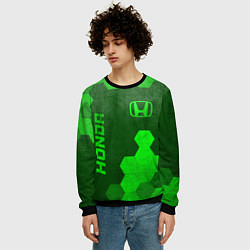 Свитшот мужской Honda - green gradient вертикально, цвет: 3D-черный — фото 2