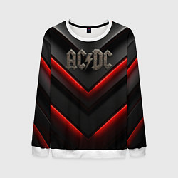 Мужской свитшот ACDC лого из металла на черно-красной текстуре