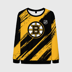 Свитшот мужской Бостон Брюинз - брызги краски, цвет: 3D-черный