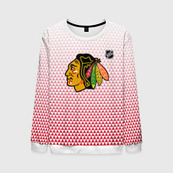 Свитшот мужской Чикаго Блэкхокс - красные треугольники с градиенто, цвет: 3D-белый