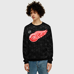 Свитшот мужской Детройт Ред Уингз - черные соты, цвет: 3D-черный — фото 2