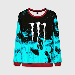 Свитшот мужской Monster energy голубой огонь, цвет: 3D-красный