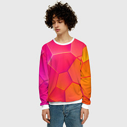 Свитшот мужской Розово-оранжевые плиты, цвет: 3D-белый — фото 2