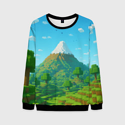 Мужской свитшот Пейзаж Minecraft с горой со снежной шапкой