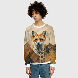 Свитшот мужской Удивительный рыжий лисёнок, цвет: 3D-белый — фото 2