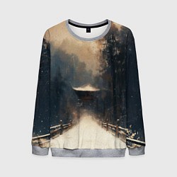 Свитшот мужской Дорога к Японскому храму, цвет: 3D-меланж