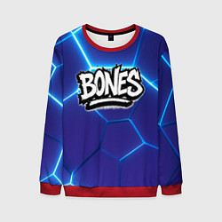 Свитшот мужской Bones белое лого на синих плитах, цвет: 3D-красный