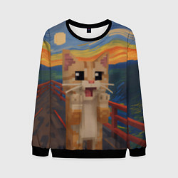 Свитшот мужской Кот крик в стиле майнкрафт, цвет: 3D-черный