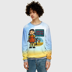 Свитшот мужской Игра в кальмара пиксельный стиль, цвет: 3D-меланж — фото 2