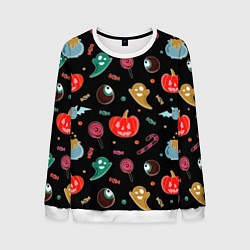 Свитшот мужской Halloween red pumpkin, цвет: 3D-белый