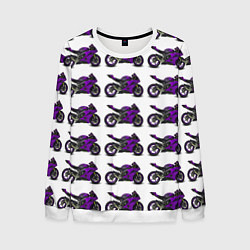 Свитшот мужской Motorcycle purple, цвет: 3D-белый