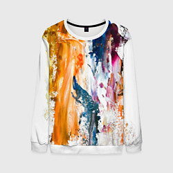 Свитшот мужской Разноцветные мазки кисти на палитре художника, цвет: 3D-белый
