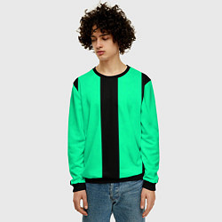 Свитшот мужской Color turquoise black line, цвет: 3D-черный — фото 2