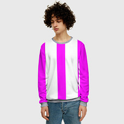 Свитшот мужской Color white pink lines, цвет: 3D-меланж — фото 2