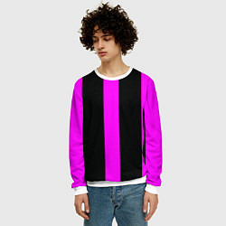 Свитшот мужской Color black pink lines, цвет: 3D-белый — фото 2