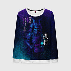 Свитшот мужской Неоновый призрачный самурай, цвет: 3D-белый