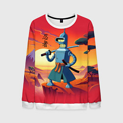 Свитшот мужской Бендер ниндзя в Японском пейзаже, цвет: 3D-белый