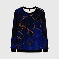Свитшот мужской Тёмный синий абстракция битые плиты, цвет: 3D-черный