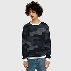 Свитшот мужской Текстура - камуфляжная синяя ткань, цвет: 3D-белый — фото 2