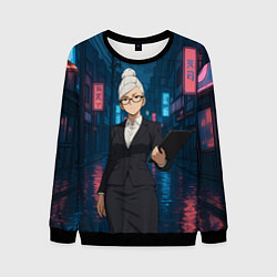 Мужской свитшот Dandadan Seiko в городе с планшетом