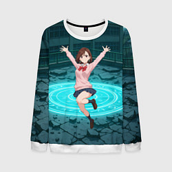 Свитшот мужской Радостная Сиратори Айра в прыжке, цвет: 3D-белый