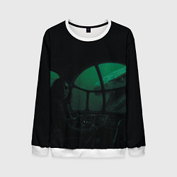 Мужской свитшот Нападение Тилозавра на девушку в батискафе ужасы