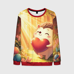 Свитшот мужской Солнечный ёж в лесу, цвет: 3D-красный