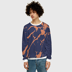 Свитшот мужской Разломы на синем, цвет: 3D-белый — фото 2