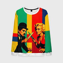 Мужской свитшот Чарли Чаплин против Мэрилин Монро поп-арт