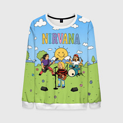 Мужской свитшот Nirvana мультяшный стиль на поляне
