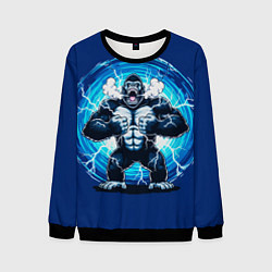 Свитшот мужской Горилла показывает свою силу, цвет: 3D-черный