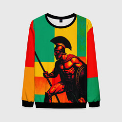 Свитшот мужской Спартанский воин поп-арт, цвет: 3D-черный