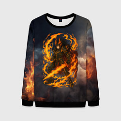 Свитшот мужской Герой аниме дракон с огненным мечем, цвет: 3D-черный
