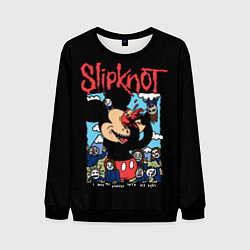 Свитшот мужской Слипкнот и Микки Маус - I push my fingers into my, цвет: 3D-черный