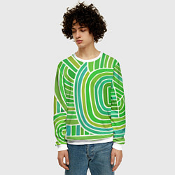 Свитшот мужской Абстрактный узор зеленый, цвет: 3D-белый — фото 2