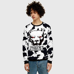 Свитшот мужской Белый питбуль - страха нет, цвет: 3D-черный — фото 2
