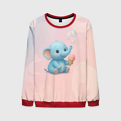 Мужской свитшот Маленький слоненок с мороженым пускает пузыри