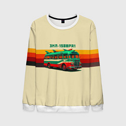 Свитшот мужской Ретро автобус ЗИЛ поп-арт, цвет: 3D-белый