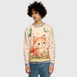 Свитшот мужской Лиса и мотыльки, цвет: 3D-меланж — фото 2