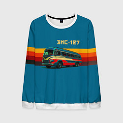 Свитшот мужской Ретро автобус ЗИС-127 поп-арт, цвет: 3D-белый
